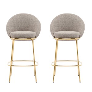 Counter Height Barstools,Cafe Barstools with Metal Frame and Upholstered Round Seat,Modern Metal Kitchen Island Bar Chairs-Coolbibila - 1 of 4