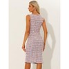 INSPIRE CHIC Women's Tweed Summer Sleeveless Elegant Plaid Bodycon Midi Dress - 3 of 4