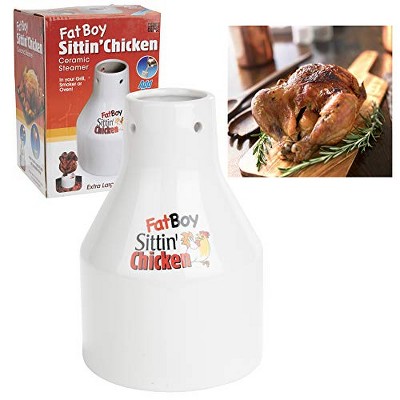 Chef's Choice Ceramic Steamer Beer Can Roaster- Fat Boy Sittin' Chicken Marinade Barbecue Cooker- Non-Stick Vertical Poultry Steamer Accessory