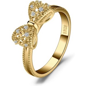 14k Yellow Gold Plated 925 Sterling Silver Rings for Women, Cubic Zirconia Promise Rings - 1 of 4