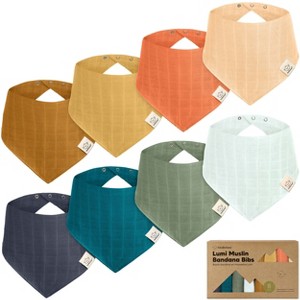 8pk Lumi Muslin Baby Bibs, Bandana Bibs for Baby Boy, Baby Girl, Muslin Drool Bib for Newborn, Toddler - 1 of 4