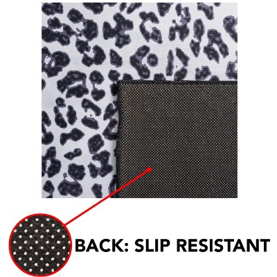 Black and Ivory Faux Fur Leopard Print Washable Area Rug