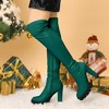 Allegra K Women's Platform Heels Chunky Heel Over Knee High Boots - 2 of 4
