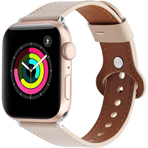 Worryfree Gadgets Leather Band for Apple Watch 38/40/41mm, 42/44/45mm  iWatch Band Series 8 7 6 5 4 3 2 1 & SE - 42/44/45mm - Apricot