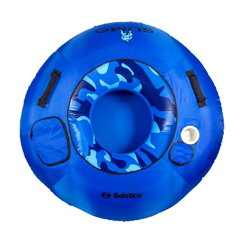 Swimline 54" Inflatable 1-Person Camouflage Sumo-Sized Swimming Pool Sport Tube with Cup Holder - Blue, 1 of 7