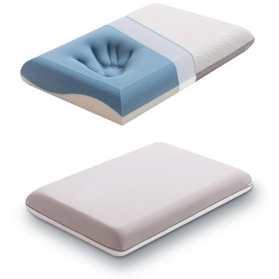 Dyonery 3.25" Memory Foam Firm Pillows for Sleeping, with Two-Sided Reversible Cover,Medium Firm Gusseted Gel Pillows for Back & Side Sleepers