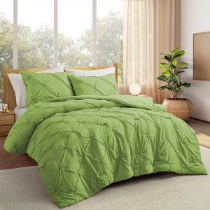 Peace Nest 3 Pieces Pinch Pleat Comforter and Pillowcases Set, Soft Lightweight Fluffy All Season Bedding Set - 1 of 4