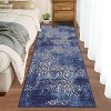 Boho Chenille Washable Area Rug with Distressed Damask Print, Non-Slip TPR Backing, Stain Resistant Carpet for Living Room, Bedroom, Entryway - 2 of 4