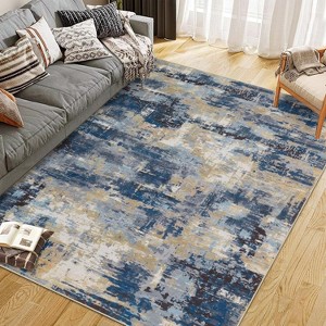 Area Rug Abstract Washable Living Room Rug, Non-Slip Carpet Soft Vintage Accent for Kitchen Bedroom Laundry - 1 of 4