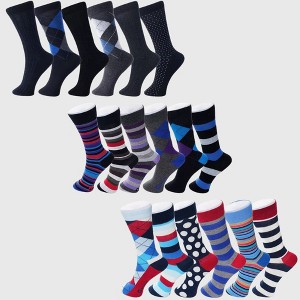 Alpine Swiss Mens Cotton 18 Pack Dress Socks Solid Ribbed Argyle Shoe Size 6-12 - 1 of 4