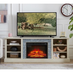 Lyngins 70" Fireplace TV Stand with Faux Stone Surround,Media Console Table with 23" Fireplace Insert,Entertainment Center for Living Room - 1 of 4