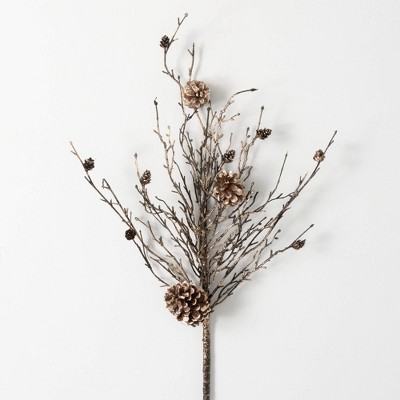 Sullivans Artificial 29.5" Gold Pinecone Twig Stem