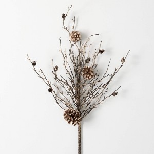 Sullivans Artificial 29.5" Gold Pinecone Twig Stem - 1 of 2