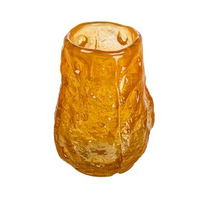 Storied Home Organically Shaped Glass Vase or Candle Holder, Orange - 1 of 4