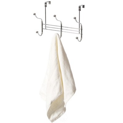 Chrome Over-the-Door 6 Hook Organizer Rack