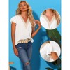 Allegra K Women's Lace Crochet Ruffles Cap Sleeves Swiss Dots V Neck Blouse - 2 of 4