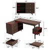 FUFU&GAGA Brown Adjustable L-Shaped  Computer Desk Office Desk with Storage Drawers - 4 of 4