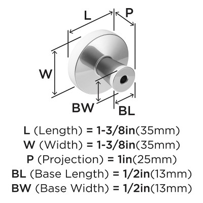 Polished Chrome Round Cabinet Knob with Mounting Hardware