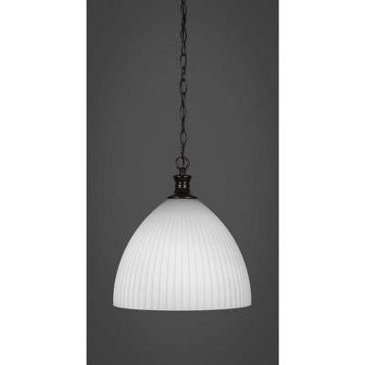 Toltec Lighting Carina 1 - Light Pendant , Matte Black With 14 Clear  Ribbed Shade : Target