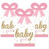 Big Dot of Happiness Hello Little One - Pink and Gold - Square Favor Gift Boxes - Girl Baby Shower Bow Boxes - Set of 12 - 2 of 4