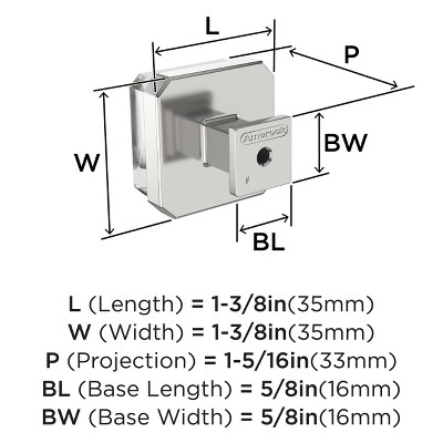 Glacio Clear and Polished Chrome Square Cabinet Knob