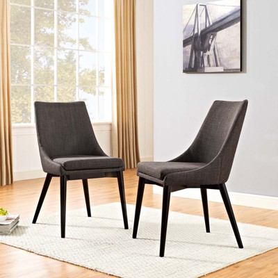 Brown Upholstered Wood Dining Side Chair Set