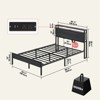 Bestier Full Size Bed Frame with Wooden Headboard – LED Metal Platform Bed with 2-Tier Storage Shelf, Side Bags & USB Charging Station, Black - 3 of 4