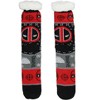 Marvel Comics Deadpool Men's Ugly Christmas Sweater Knit Deadpool Tacos Faux Shearling Lined Thick Fuzzy Slipper Socks Multicoloured - 4 of 4