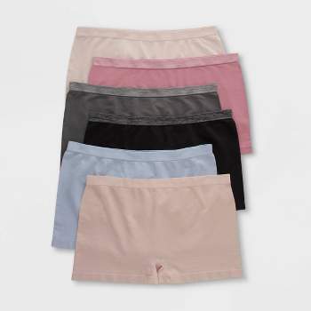 Hanes Premium Women's 4pk Boyfriend Cotton Stretch Boxer Briefs - Gray/blue/ pink M : Target