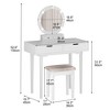 Makeup Vanity Set with 3-Color Dimmable Lighted Mirror, Makeup Dressing Table with Soft Cushioned Stool - 2 of 4