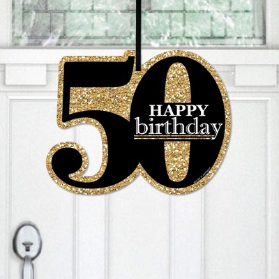 Big Dot of Happiness Adult 50th Birthday - Gold - Hanging Porch Birthday Party Outdoor Decorations - Front Door Decor - 1 Piece Sign