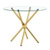 Vynxaria Round Clear Glass Dining Table with Elegant Gold Metal Legs - 2 of 4