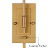 Possini Euro Design Cartwright Modern Wall Lamp Set of 2 Brass Plug-In 6" Fixture Swing Arm Linen Cylinder Shade for Bedroom - 4 of 4