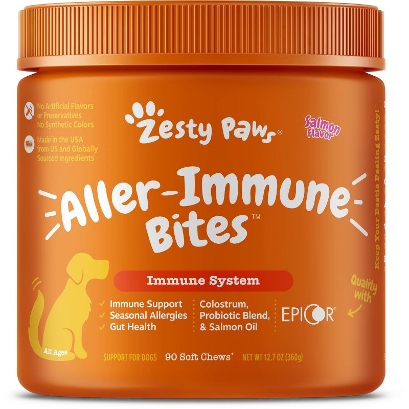 Zesty Paws Allergy Immune Soft Chews for Dogs - Salmon Flavor - 90ct, 1 of 5