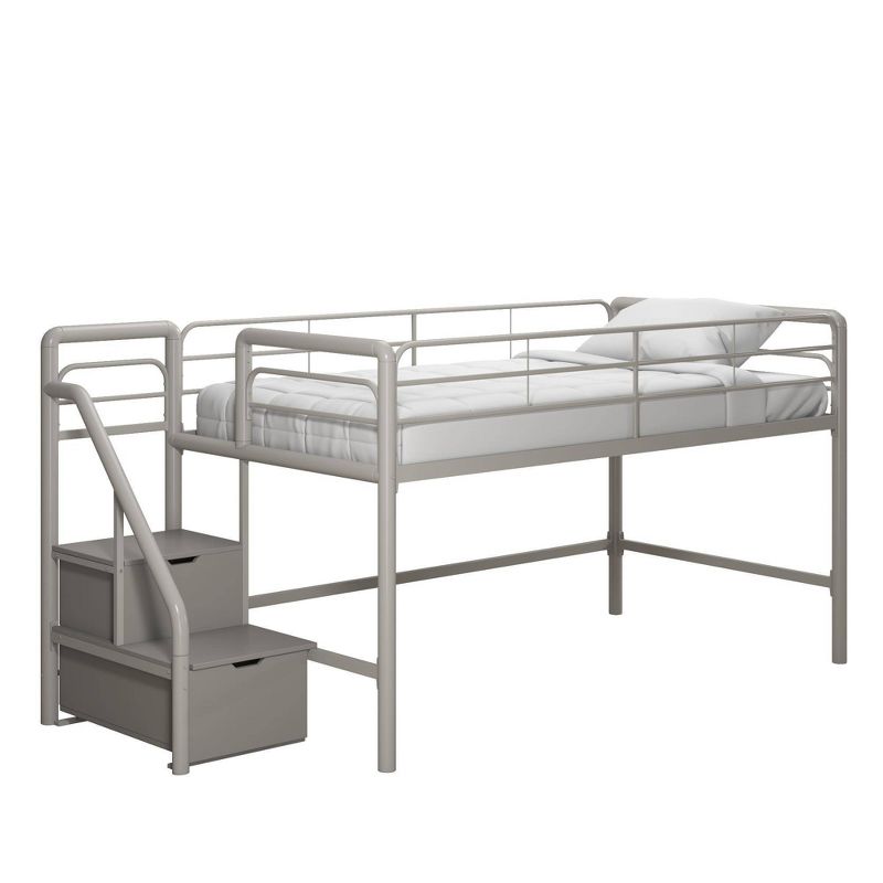 Twin Jamie Junior Kids&#39; Loft Bed with Storage Steps Silver/Gray - Room &#38; Joy, 1 of 11