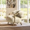 Rustic Accent Arm Chair with Premium Sheepskin Upholstery and Ergonomic Design for Living Room - 3 of 4