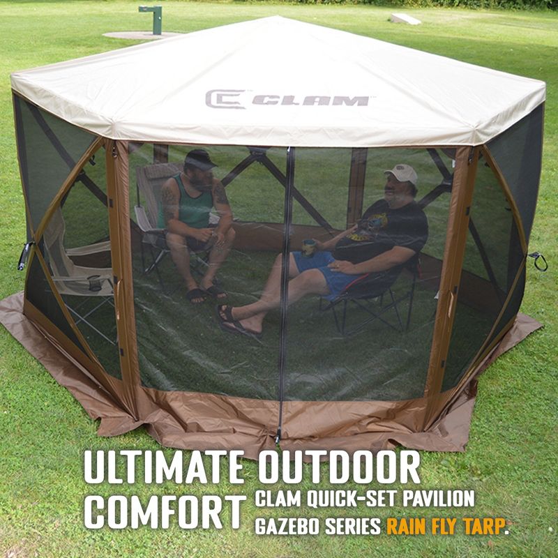 CLAM Quick-Set Anti-Rain and Insect Outdoor Gazebo Screen Tent Canopy Accessory for Pavilion and Pavilion Camper Models, Tan (Tent Not Included), 5 of 8
