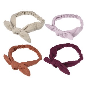 Unique Bargains Girl's Solid Soft Wide Side Knotted Headbands 7.48"x1.97" Red Purple 4 Pcs - 1 of 4