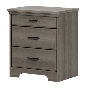 HomeStock Nightstand with Charging Station and Drawers Gray Maple Versa - 1 of 4