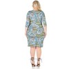24seven Comfort Apparel Paisley Plus Size Elbow Sleeve Ruched Knee Length Dress - 3 of 4