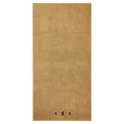 Burgundy Prim Stars Tan Bath Towel Set of 2 27x54