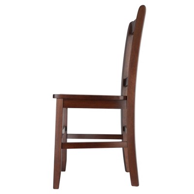 Walnut Slat Back Upholstered Side Chairs, Set of 2
