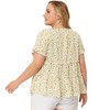 Agnes Orinda Women's Plus Size Boho Ditsy Floral V Neck Ruffle Tiered Pleated Babydoll Blouses - 4 of 4