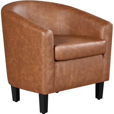 Yaheetech Faux Leather Accent Chair Armchair Club Chair For Living Room-brown : Target