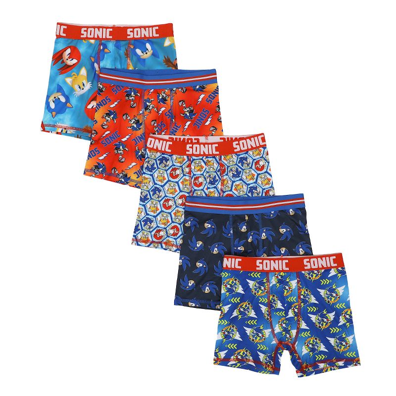 Youth Boys Sonic the Hedgehog Boxer Brief Underwear 5-Pack - Speedy Comfort for Gamers, 1 of 6