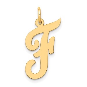 Black Bow Jewelry 14k Yellow Gold Madison Collection LG Classic Script Initial F Pendant - 1 of 4