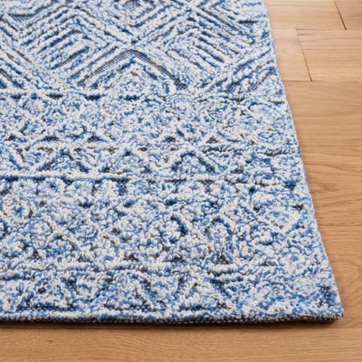 Blue and Ivory Hand-Tufted Wool Geometric Area Rug
