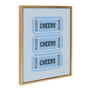 Kate & Laurel All Things Decor 18"x24" Cheers Blue Ticket Framed Canvas by Alli Standefer Bright Gold - 1 of 4