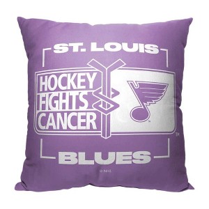 NHL St. Louis Blues Hockey Fights Cancer Fight For Throw Pillow 18x18 Inches - 1 of 4