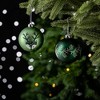 4pc Unique Spruce Leaf and Woodland Deer Patterned Christmas Bauble Ball Set, Glittered Light and Dark Green Ornaments| OrnamentallyYou - 2 of 4